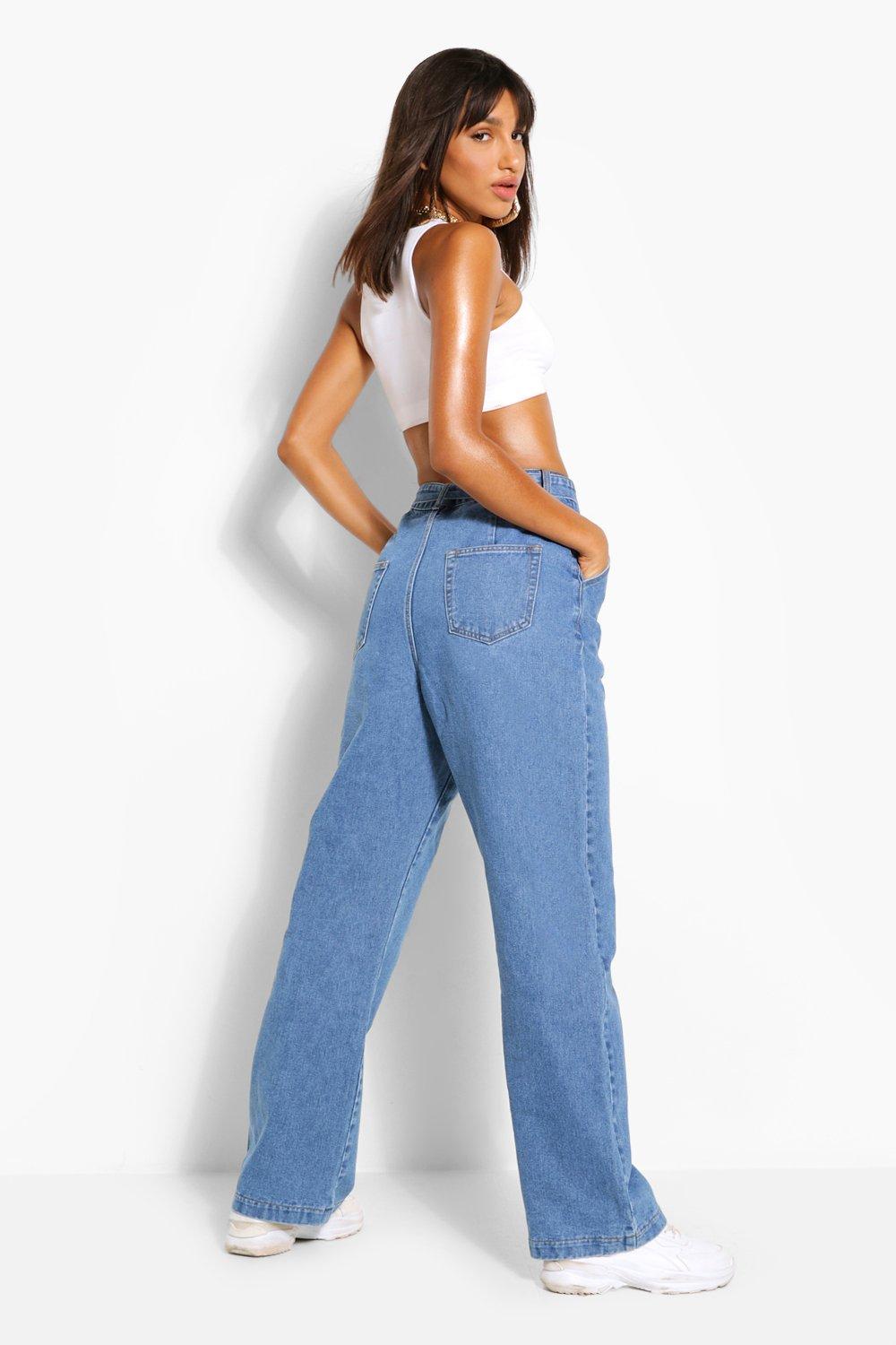 High waisted jeans with best sale tie belt